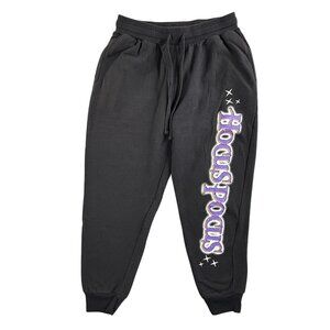 Disney Hocus Pocus Pants Womens Large Black Joggers Sweatpants Halloween 29x26